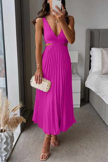 CM | Vestido largo de talle alto y escote en V