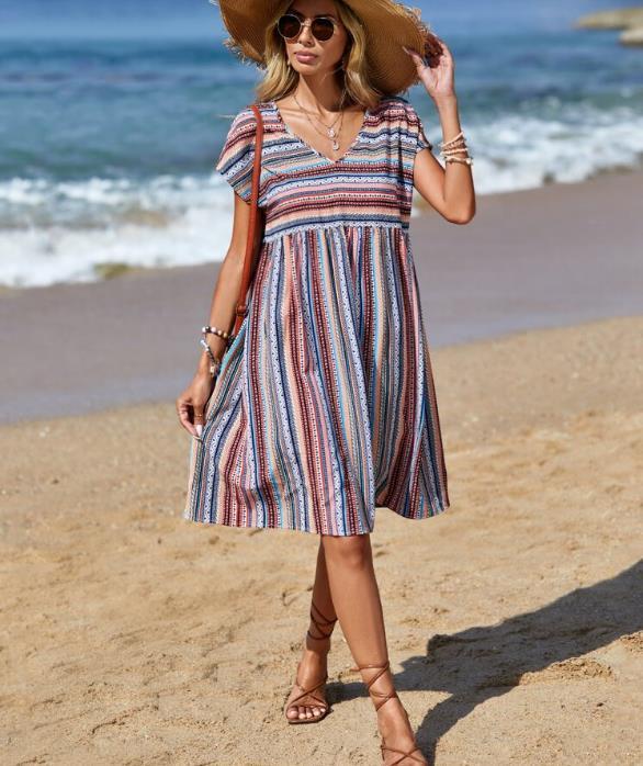 CM | Minivestido boho de rayas chic y fluido