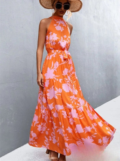CM | Vestido mono de tirantes y escote halterneck con estampado de lunares ondulados