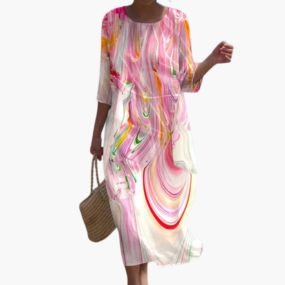 CM | Vestido midi floral de mujer con mangas 3/4 para el verano