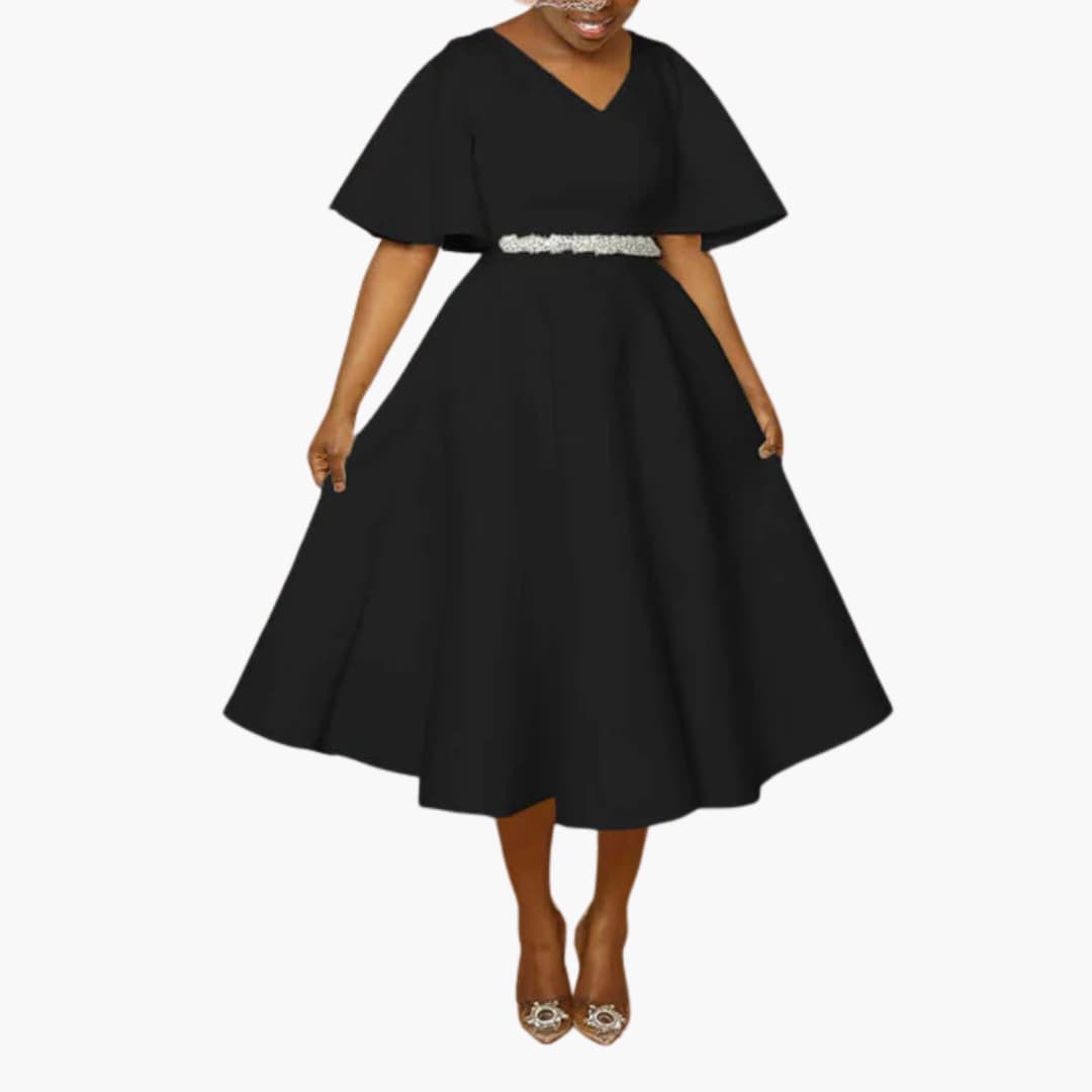 CM | Vestido midi de verano para mujer con bolsillos y manga corta