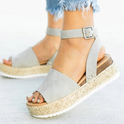 CM | | Sandalias de plataforma para mujer con tira ajustable al tobillo
