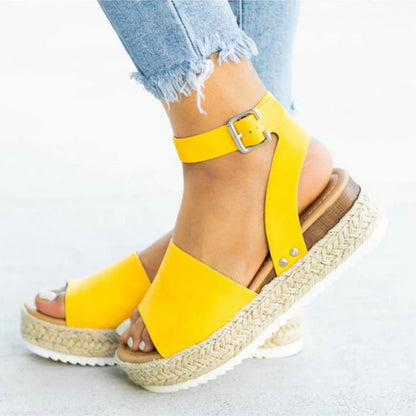 CM | | Sandalias de plataforma para mujer con tira ajustable al tobillo