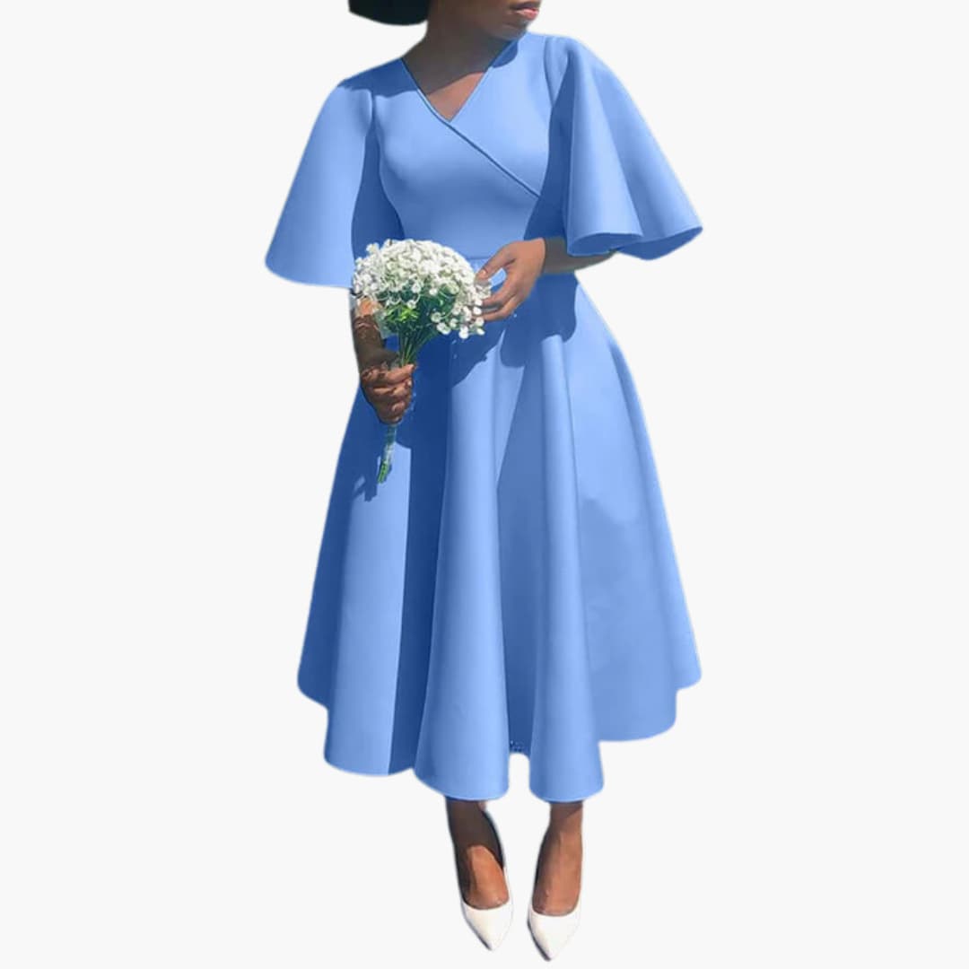 CM | Vestido midi de verano para mujer con bolsillos y manga corta