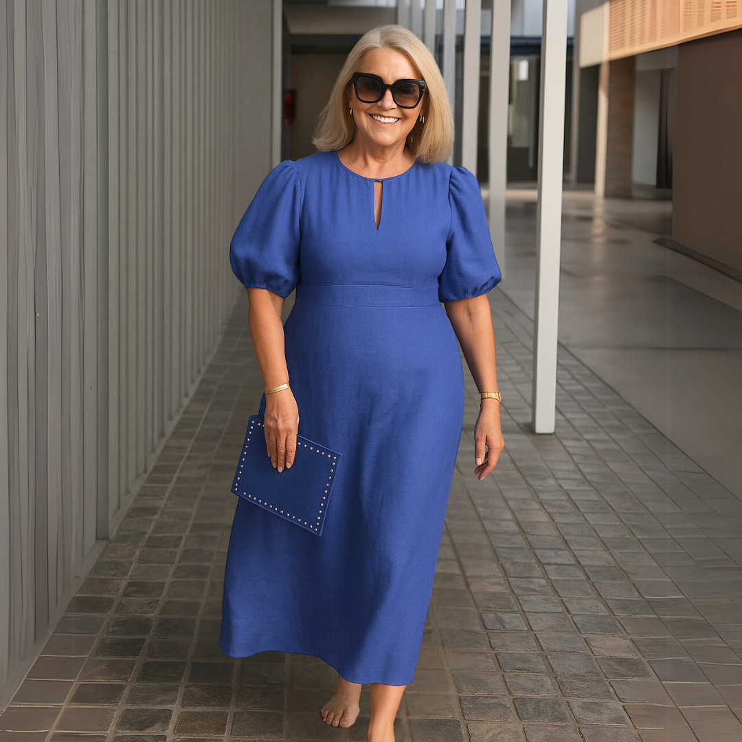 CM | Elegante vestido monocolor con escote en V