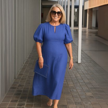 CM | Elegante vestido monocolor con escote en V