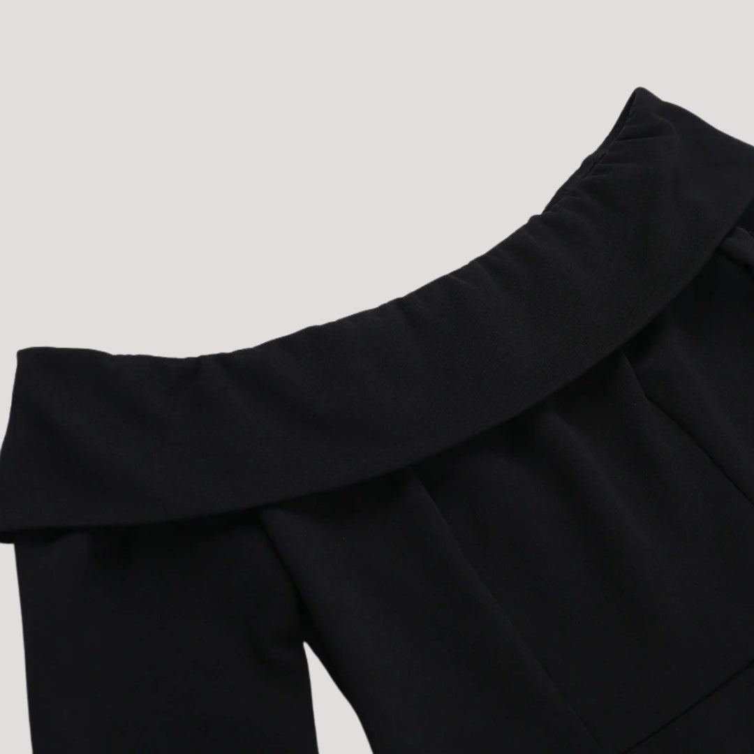 CM | Minivestido negro de hombros descubiertos para mujer