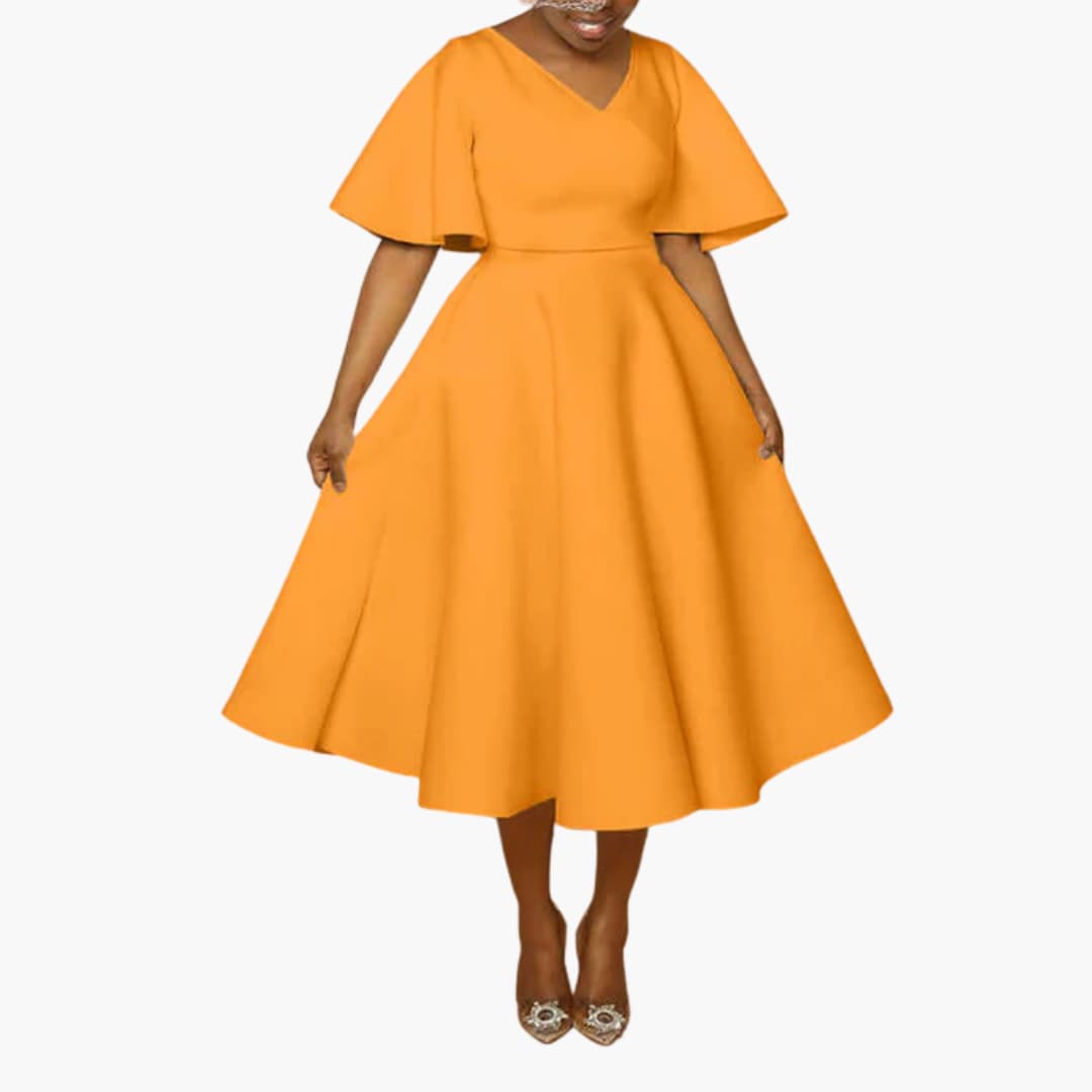CM | Vestido midi de verano para mujer con bolsillos y manga corta