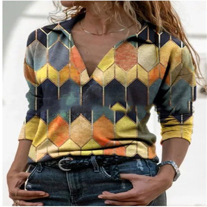 CM | Wish Temperamento casual blusa suelta con cuello en V
