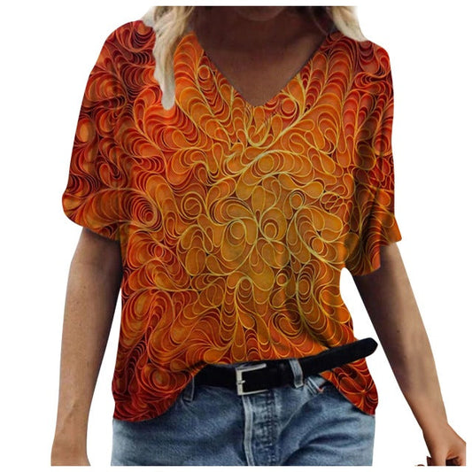CM | Trendy blusa señoras verano impreso corto