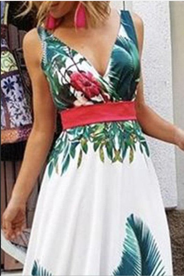 CM | Vestido largo estampado sin mangas de estilo europeo y americano
