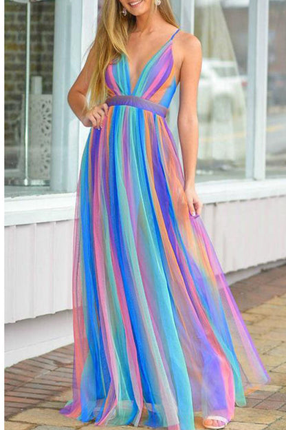 CM | Vestido largo fluido multicolor