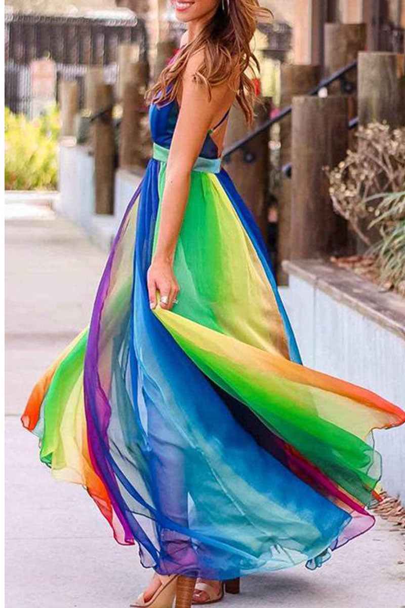 CM | Vestido largo fluido multicolor