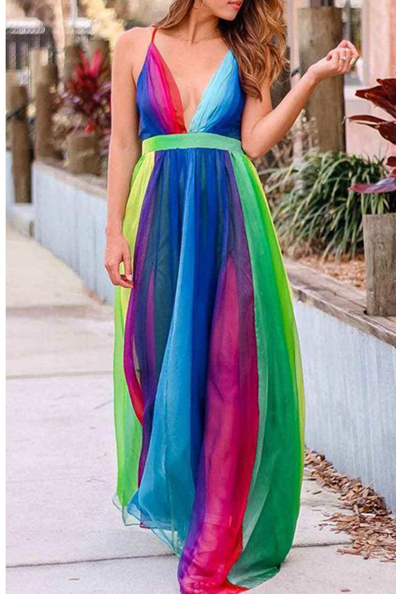 CM | Vestido largo fluido multicolor
