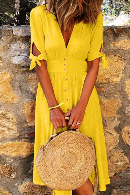 CM | Vestido midi con botones de algodón