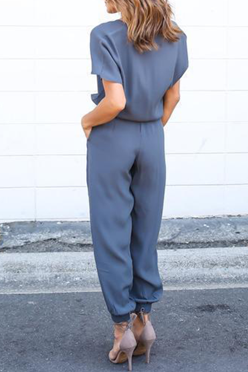 CM | Casual Street Solid Frenulum V Neck Jumpsuits(3 colors)