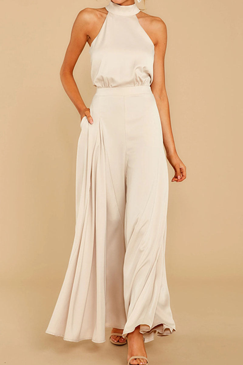 CM | Fashion Casual Solid Patchwork Halter Loose Jumpsuits (5 Colores)