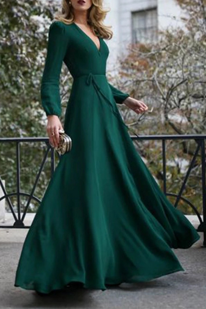 CM | Vestido largo con envoltura look rojo
