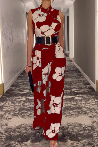 CM | Moda Casual Print Medio A Cuello Tortuga Jumper Regular Jumpsuits
