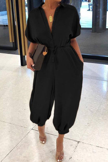 CM | Plus Size Casual Vintage Leopard Frenulum Print Loose Jumpsuits