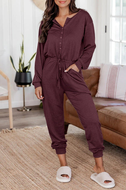 CM | Casual Solid Patchwork V Neck Regular Jumpsuits