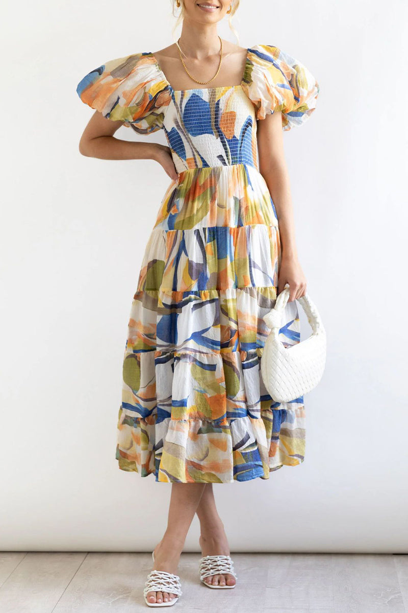 CM | Vestido largo estampado con hombros descubiertos