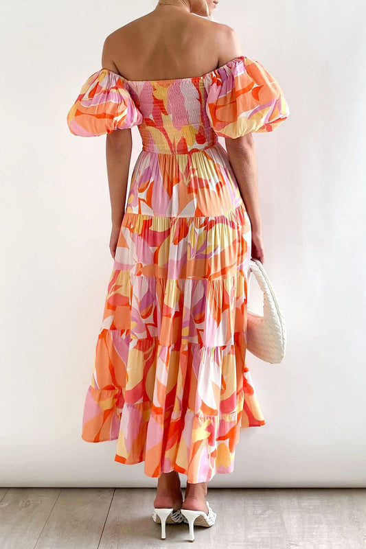 CM | Vestido largo estampado con hombros descubiertos