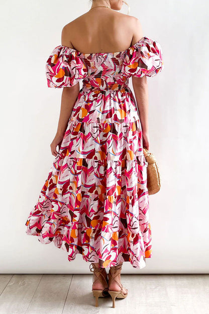 CM | Vestido largo estampado con hombros descubiertos