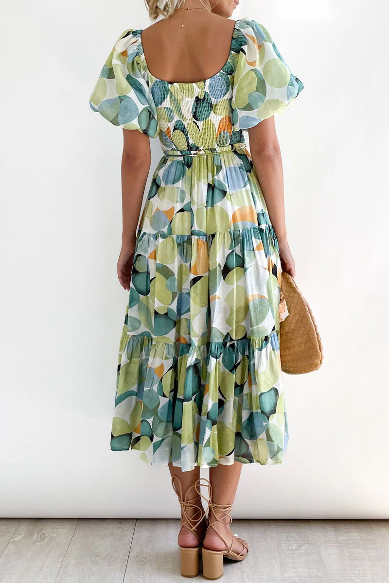 CM | Vestido largo estampado con hombros descubiertos