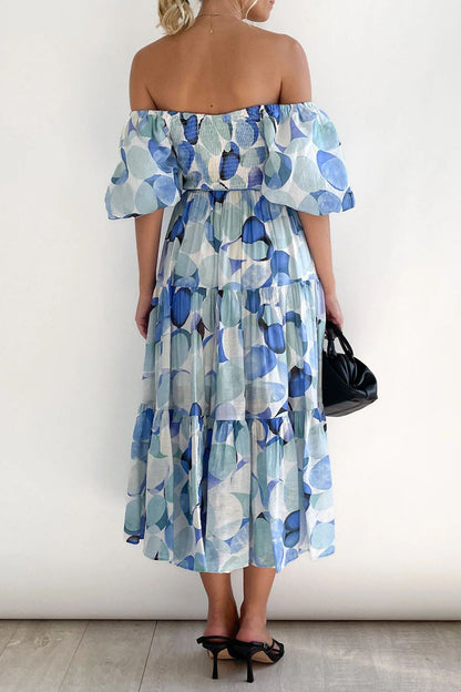 CM | Vestido largo estampado con hombros descubiertos