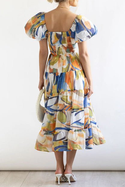 CM | Vestido largo estampado con hombros descubiertos