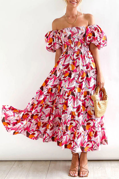 CM | Vestido largo estampado con hombros descubiertos