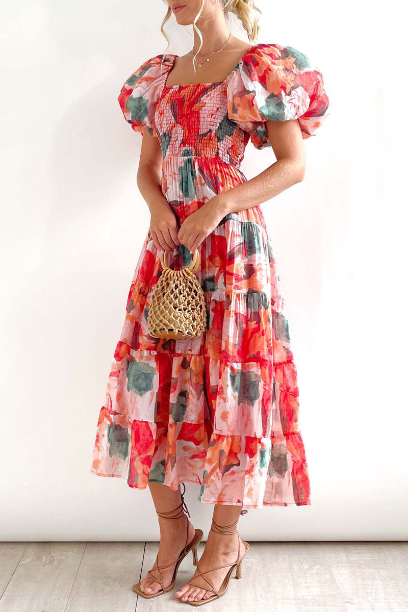 CM | Vestido largo estampado con hombros descubiertos