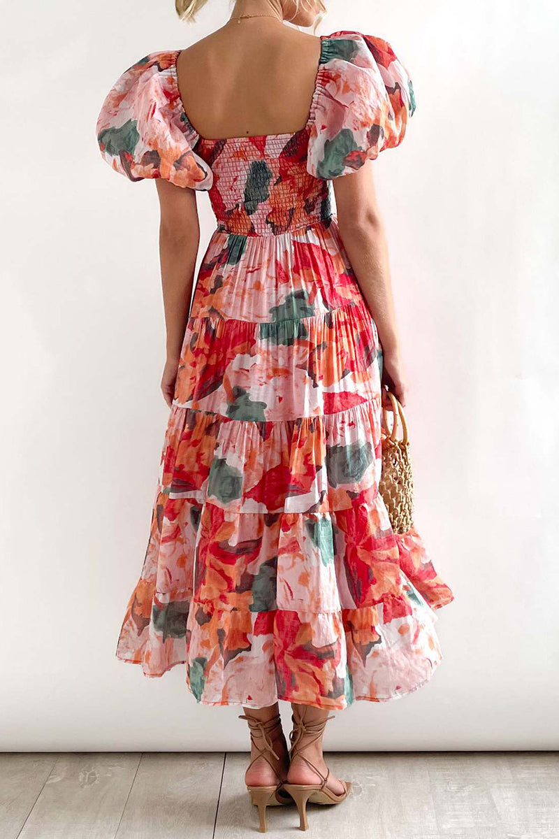 CM | Vestido largo estampado con hombros descubiertos