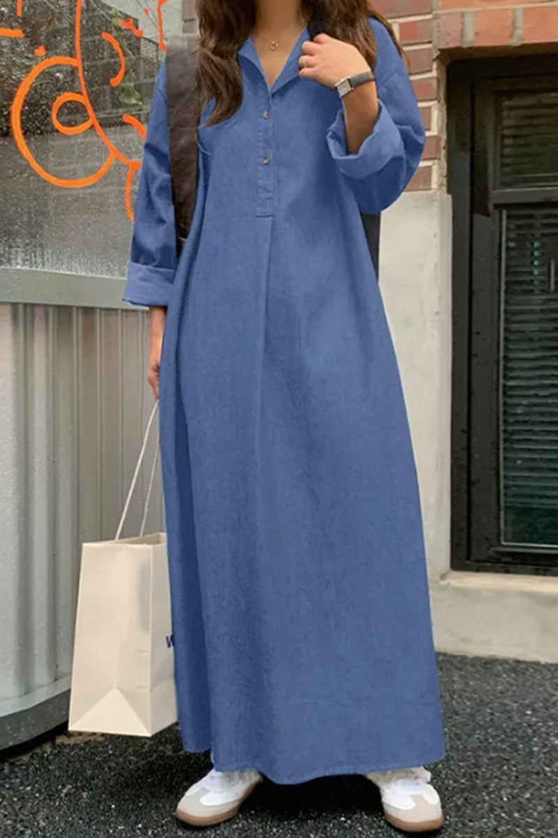 CM | Vestido largo con cuello abotonado