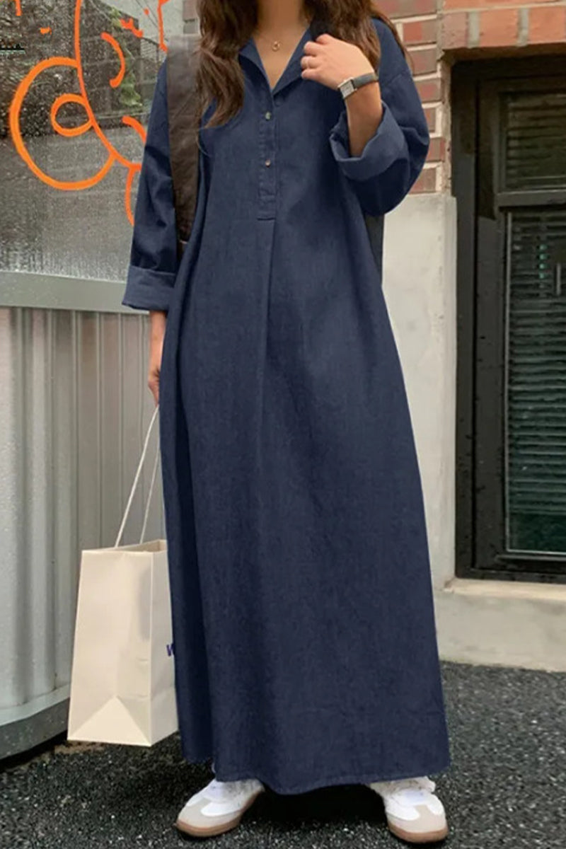 CM | Vestido largo con cuello abotonado