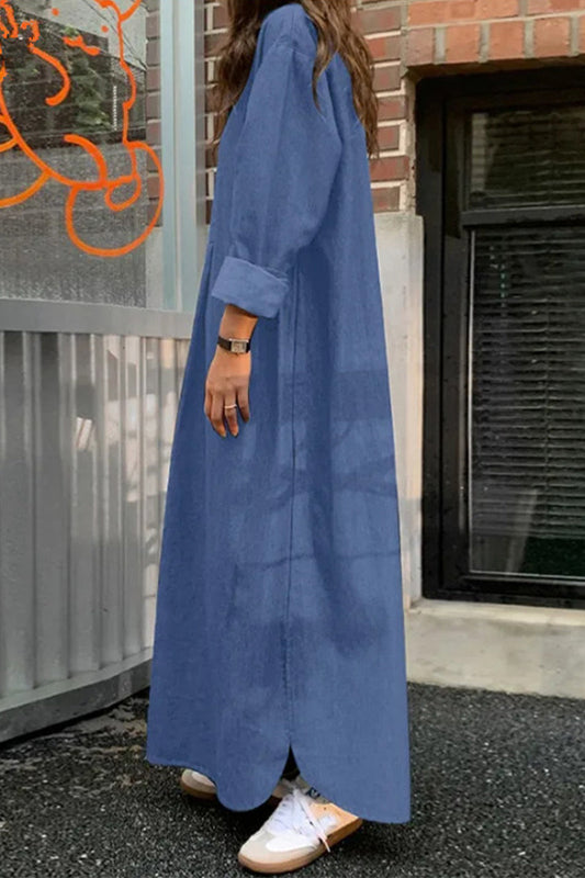 CM | Vestido largo con cuello abotonado