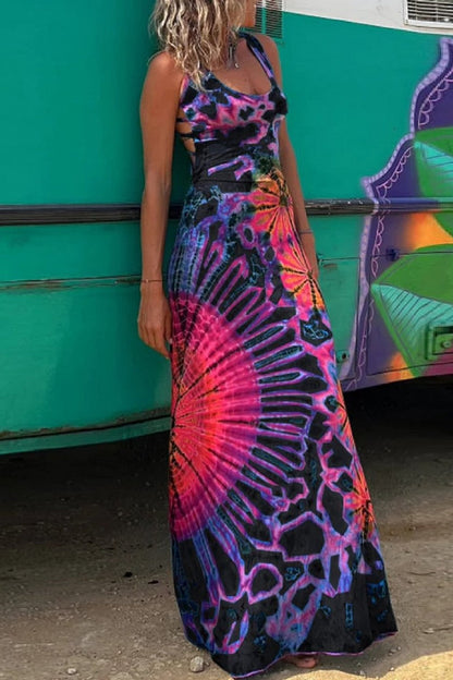 CM | Vestido largo con estampado tie and dye