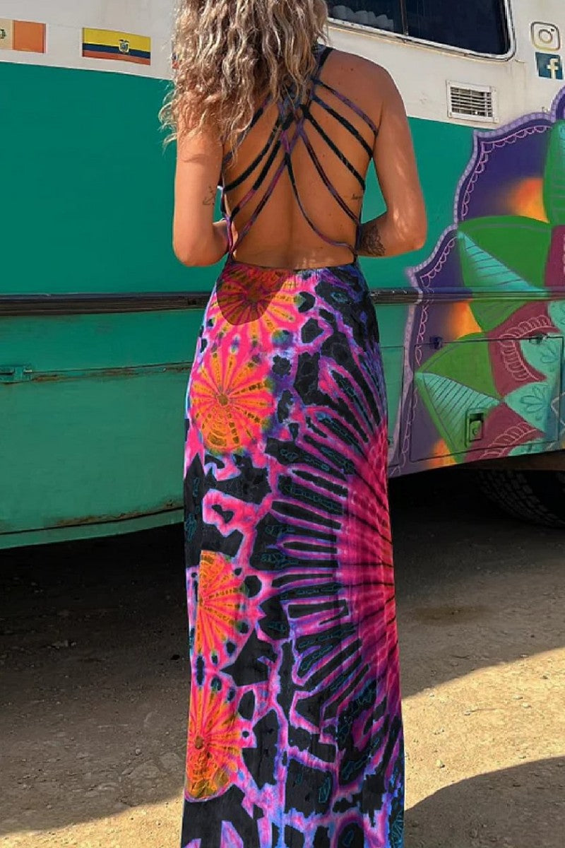 CM | Vestido largo con estampado tie and dye