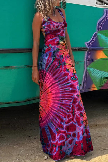 CM | Vestido largo con estampado tie and dye