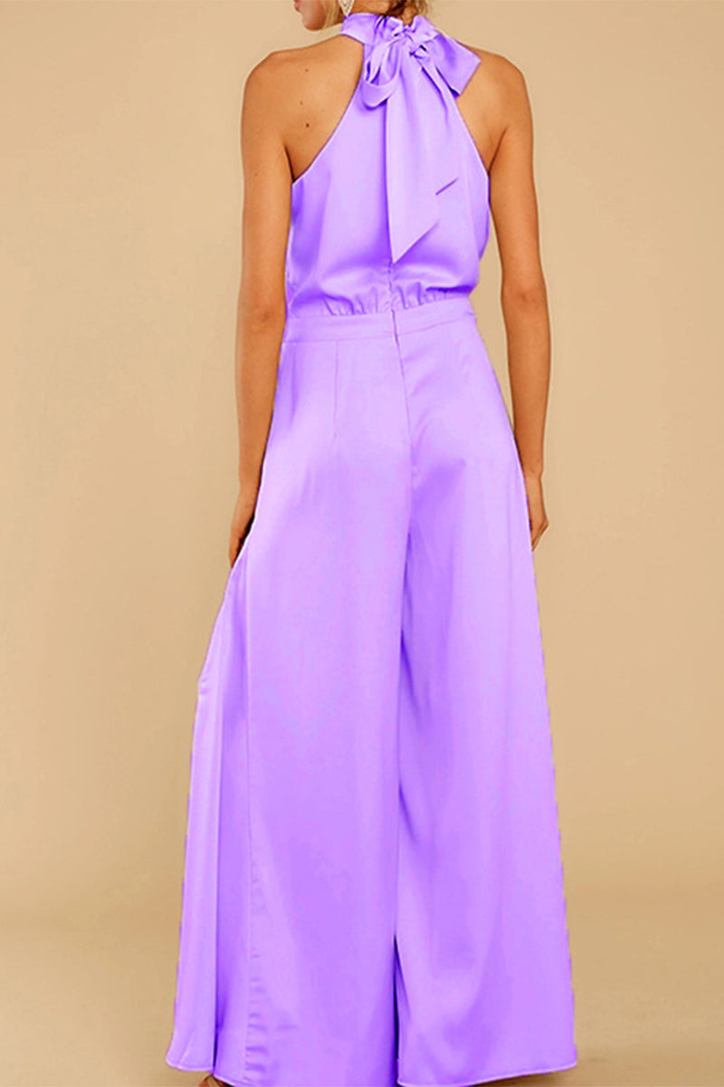 CM | Fashion Casual Solid Patchwork Halter Loose Jumpsuits (5 Colores)