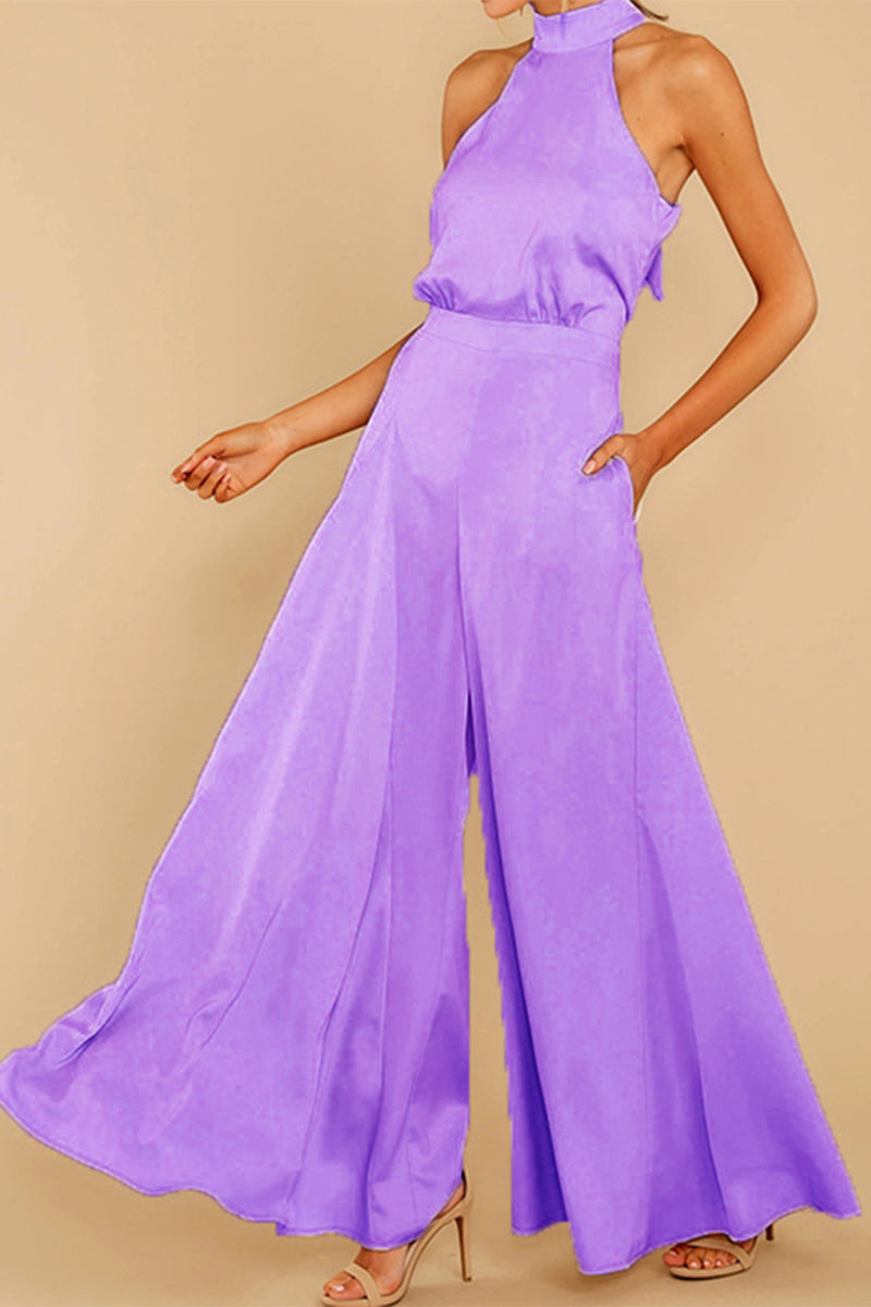 CM | Fashion Casual Solid Patchwork Halter Loose Jumpsuits (5 Colores)