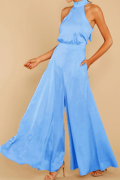 CM | Fashion Casual Solid Patchwork Halter Loose Jumpsuits (5 Colores)