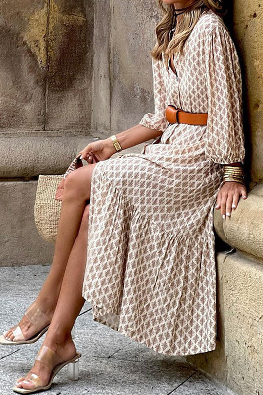 CM | Vestido midi estampado con cinturón