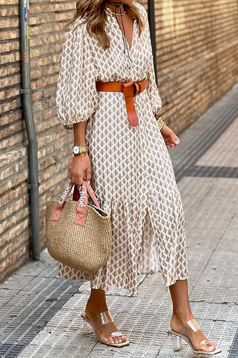 CM | Vestido midi estampado con cinturón