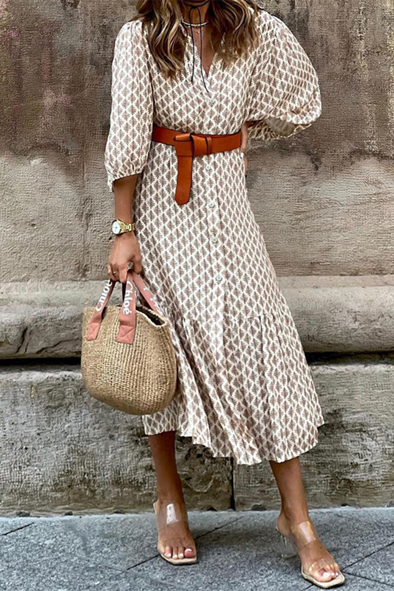 CM | Vestido midi estampado con cinturón