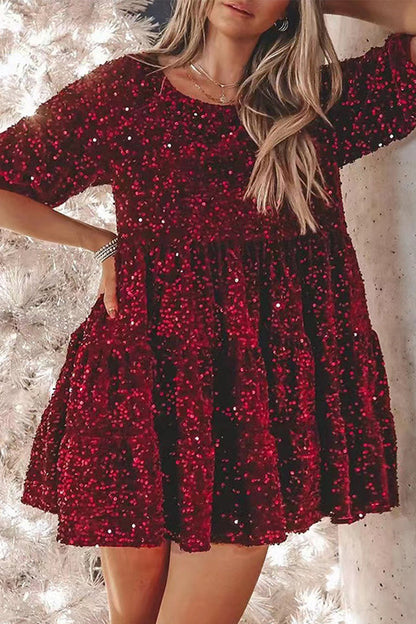 CM | Vestido corto de lentejuelas con volantes
