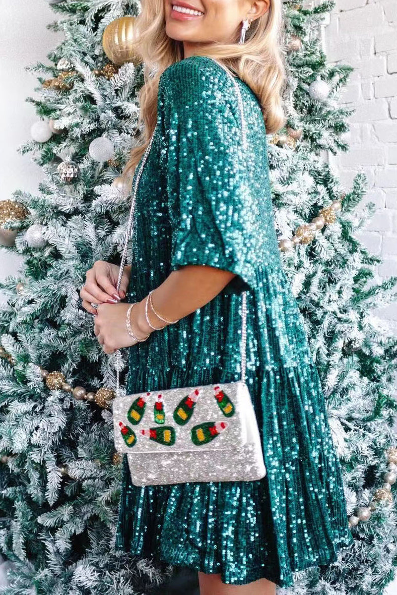 CM | Vestido corto de lentejuelas con volantes