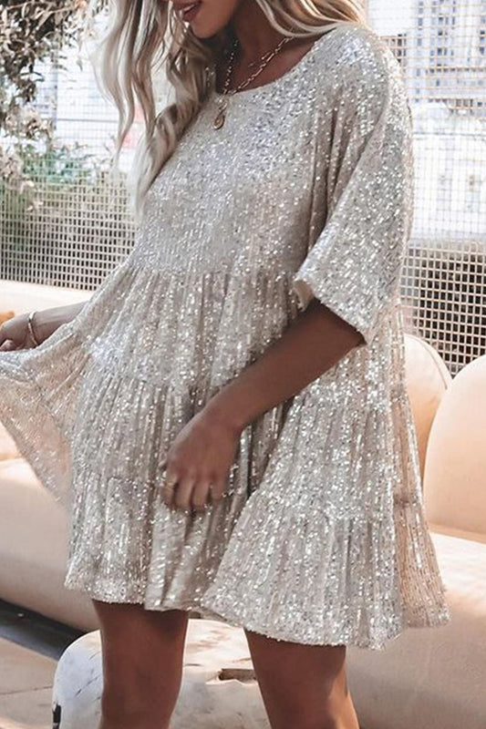 CM | Vestido corto de lentejuelas con volantes