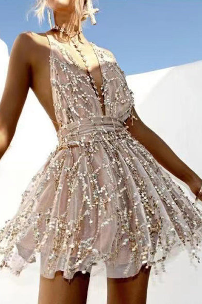 CM | Mini vestido de tul brillante